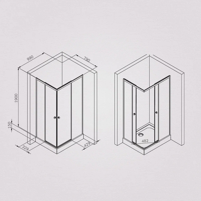 Душевое ограждение без поддона 80x100 AM.PM X-Joy W94G-403-100280-MT1K профиль серебристый