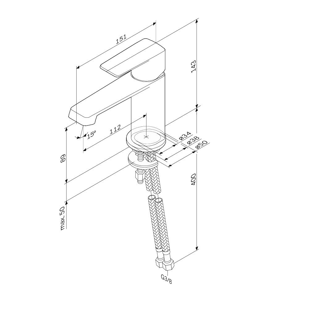 Cмеситель для раковины Above W F9W02222, Чёрный