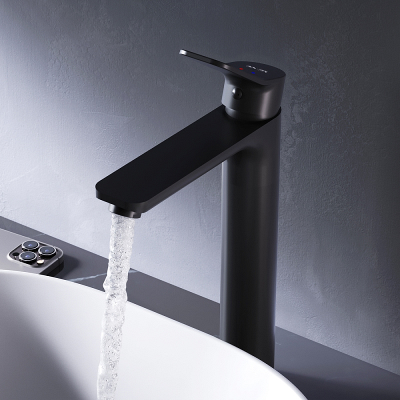 Смеситель для раковины (умывальника) AM.PM X-Joy F85A92022 высокий, черный