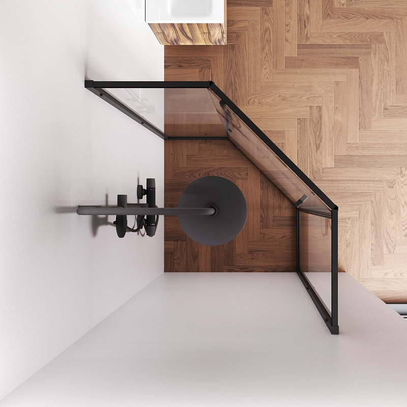 Душевое ограждение без поддона 90x90 AM.PM Gem W90G-405-9090-BT профиль черный