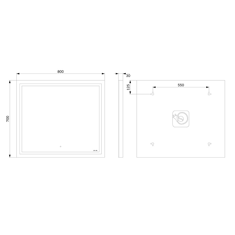 Зеркало с подсветкой в ванную прямоугольное 80 AM.PM Gem M91AMOX0801WG сенсорное