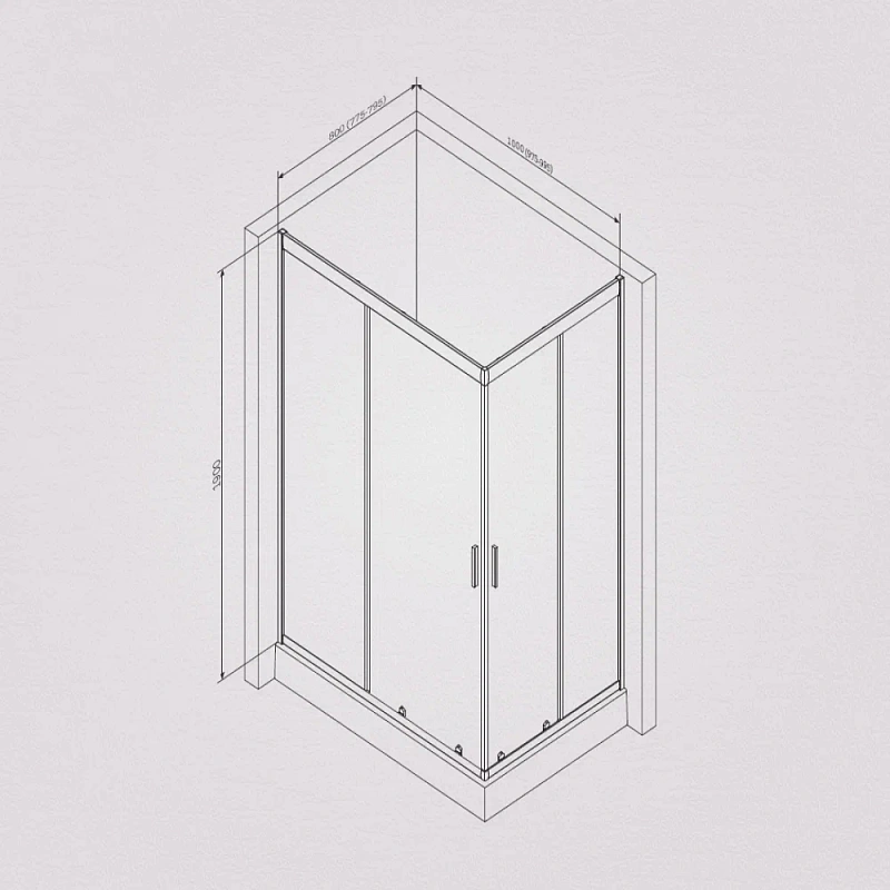 Душевое ограждение без поддона 100x80 AM.PM Gem W90G-404-100280-MT профиль серебристый