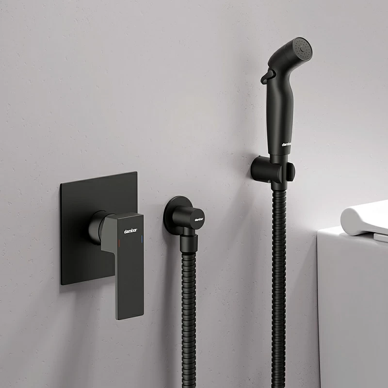Гигиенический душ со смесителем Damixa Gala 537510300 черный встраиваемый, шланг 1200, держатель