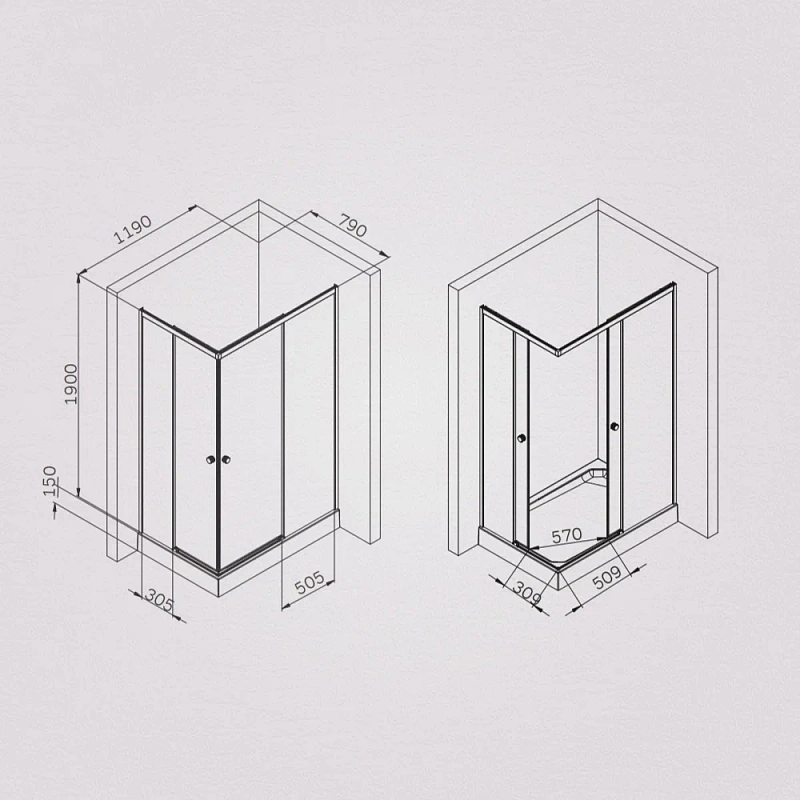 Душевое ограждение без поддона 90x120 AM.PM X-Joy W94G-403-120290-MT1K профиль серебристый
