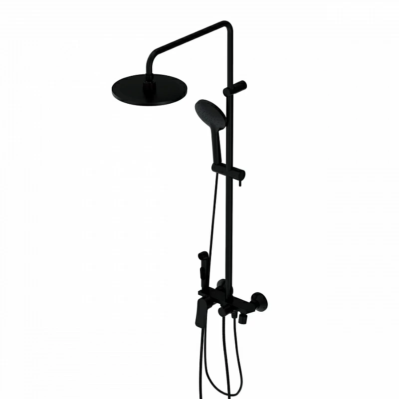 Душевая система Damixa Apollo DX220910300 стойка с тропическим душем, смесителем, черная матовая
