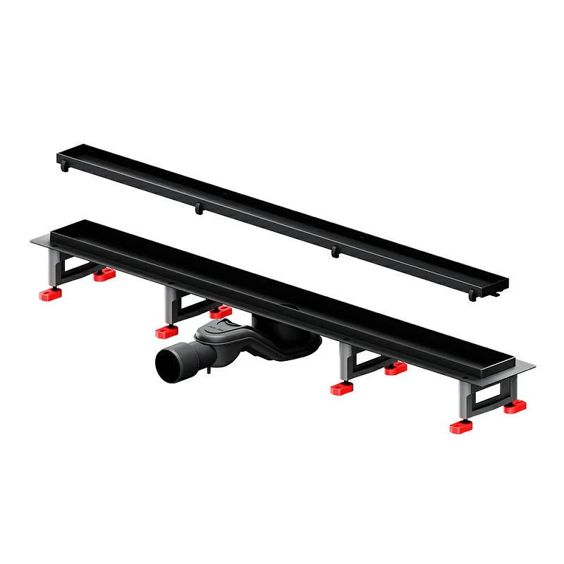 Душевой трап (лоток) 80 AM.PM MasterFlow W01SC-U11-080-04BM комбинированный затвор с черной матовой решеткой под плитку