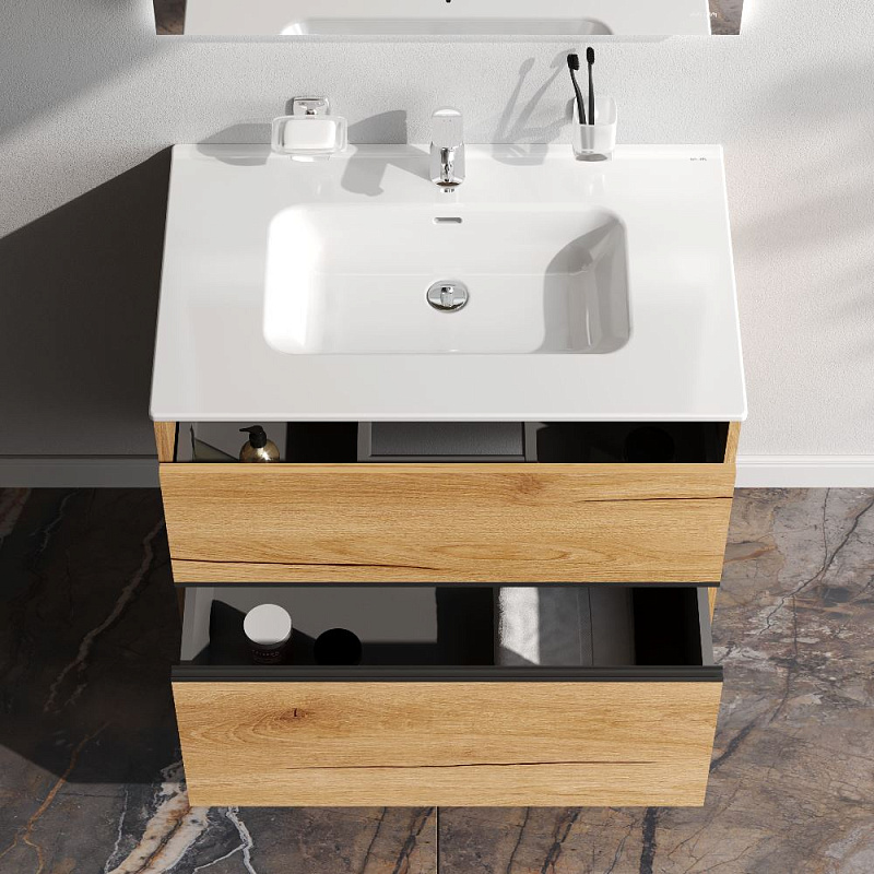 Тумба под раковину 80 AM.PM Sense M7BFUX0802OF подвесная/напольная на ножках, светлое дерево