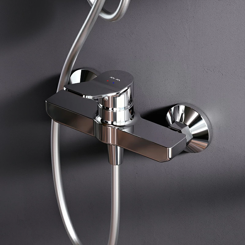 Душевая система AM.PM X-Joy F40885A24 стойка с тропическим душем, хром + смеситель для душа, хром