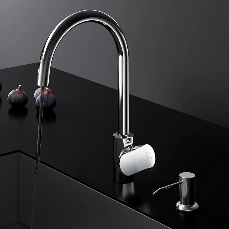 Смеситель для кухни AM.PM Like F8007T00 высокий с каналом питьевой воды, хром + дозатор моющего средства