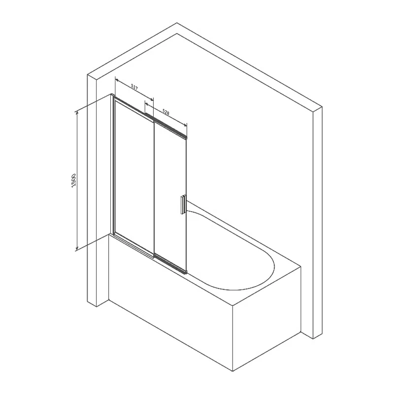 Стеклянная шторка для ванны 100 AM.PM Like W80S-100PS-150MT поворотно-раздвижная, профиль серебристый