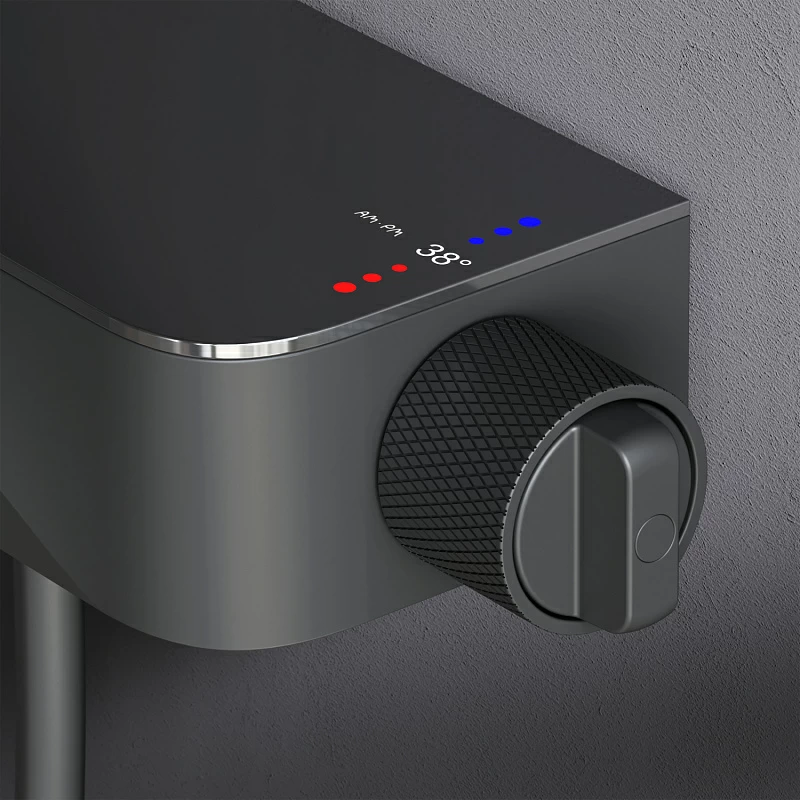 Душевая система AM.PM Func F078F222 стойка с тропическим душем, термостатом, смесителем, черная