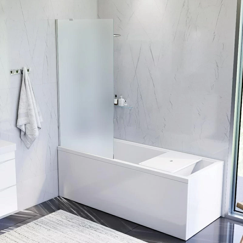 Стеклянная шторка для ванны 80 AM.PM Gem W90BS-080-140CM фиксированная, профиль хром