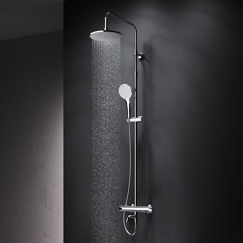 Душевая система AM.PM Crave F079C500 стойка с тропическим душем, термостатом, смесителем, изливом, хром