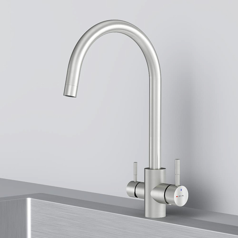 Смеситель для кухни AM.PM X-Joy S F85B07711 высокий, с каналом питьевой воды, сатин