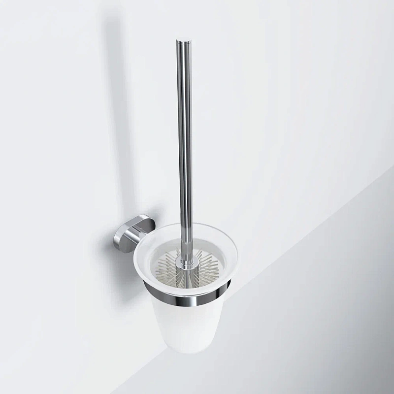 Ершик для унитаза AM.PM Sense L A7433300 со стеклянной настенной подставкой, хром