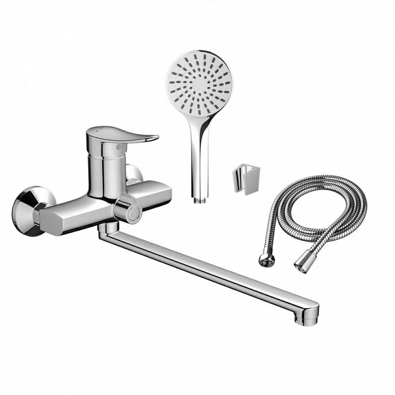 Смеситель для ванны и душа Dorff Ultra D5095000 длинный излив, душевая лейка, душевой шланг 1500, хром