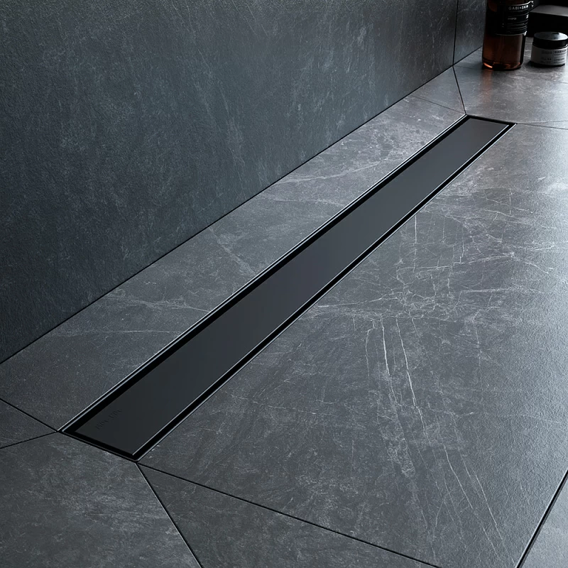 Душевой трап (лоток) 80 AM.PM MasterFlow W01SC-U11-080-04BM комбинированный затвор с черной матовой решеткой под плитку