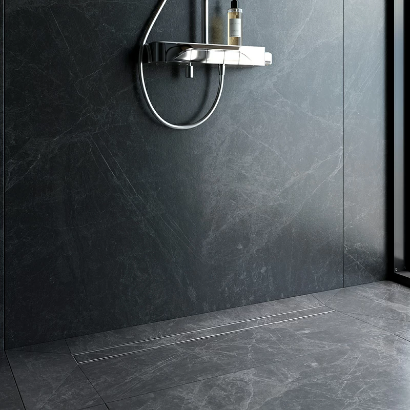 Душевой трап (лоток) 90 AM.PM PrimeFlow W02SC-U11-090-04SB комбинированный затвор со стальной матовой решеткой под плитку