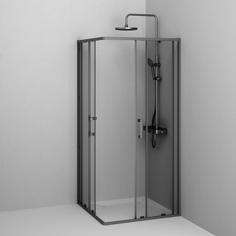 Душевое ограждение без поддона 90x90 AM.PM Above W9XG-403-9090-BT профиль черный