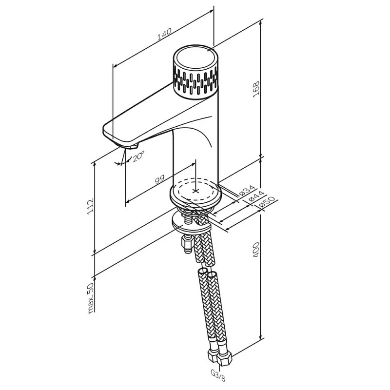 Смеситель для раковины (умывальника) AM.PM Gem F90A02400 с индикацией температуры, хром