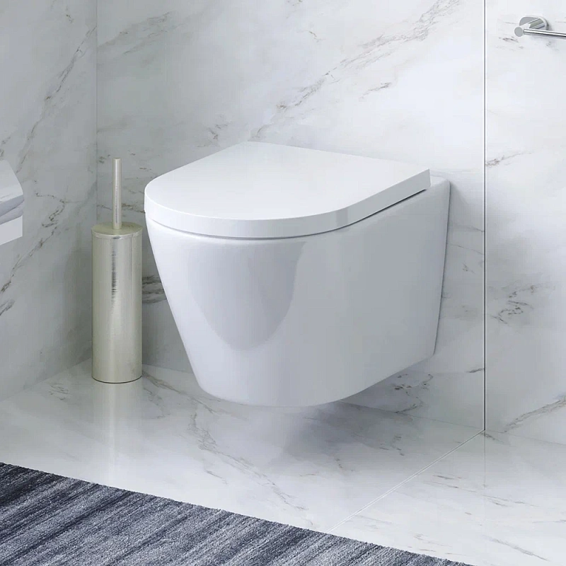 Унитаз подвесной безободковый с инсталляцией AM.PM Sense IS100151.741701 сиденьем микролифт, хром механ. клавишей