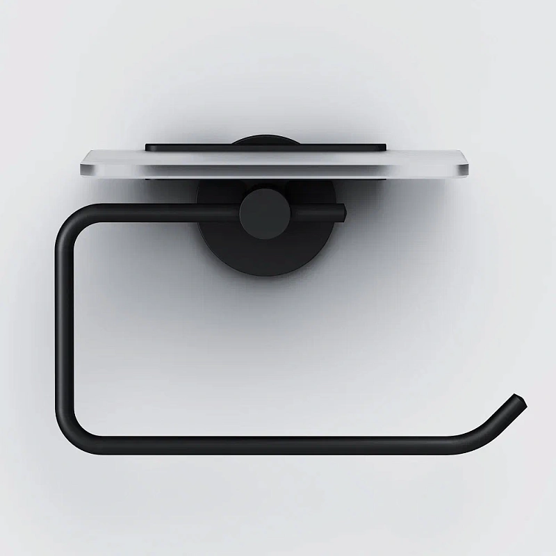 Держатель для туалетной бумаги настенный AM.PM X-Joy A85A341522 со стеклянной полочкой, черный