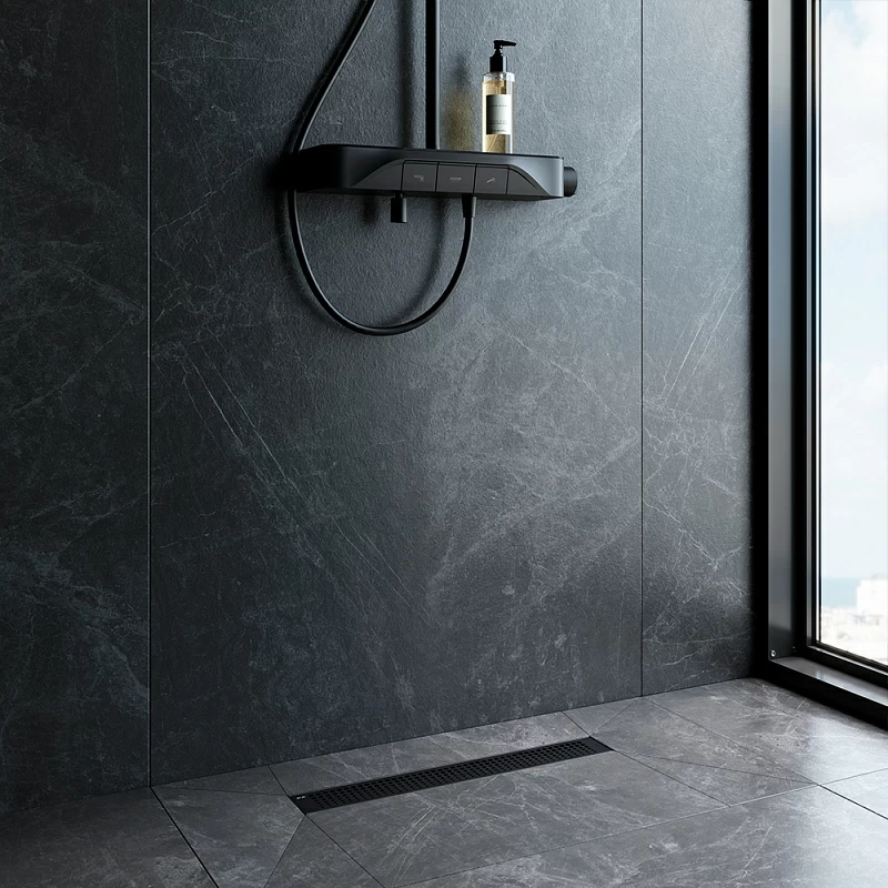 Душевой трап (лоток) 50 AM.PM MasterFlow W01SC-P11-050-01BM комбинированный затвор с черной матовой решеткой