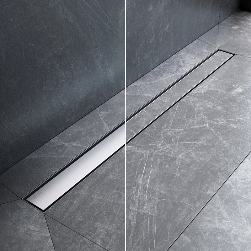 Душевой трап (лоток) 90 AM.PM MasterFlow W01SC-U11-090-04SB комбинированный затвор со стальной матовой решеткой под плитку