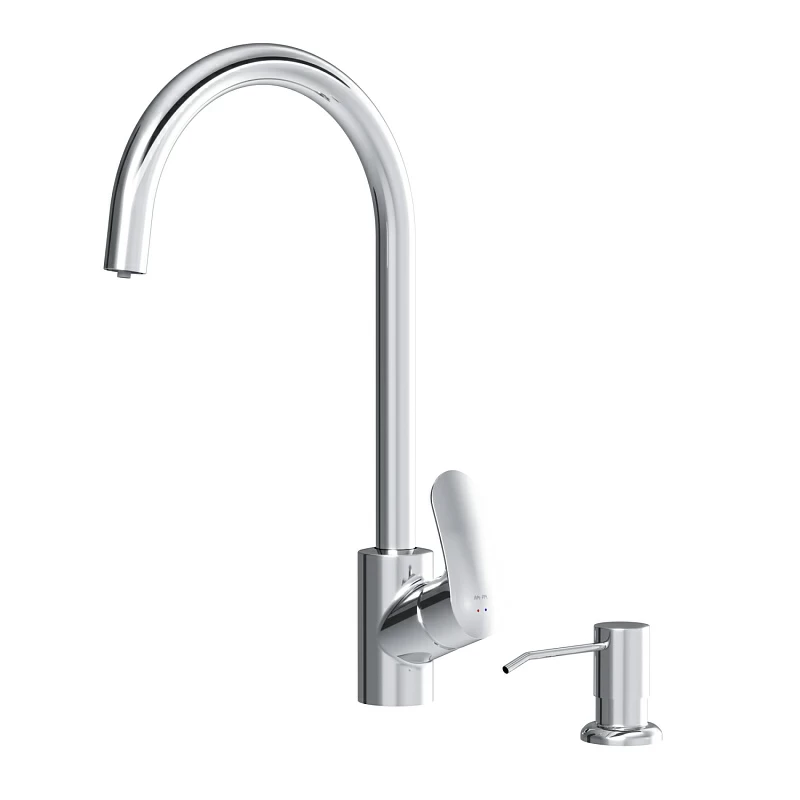 Смеситель для кухни AM.PM Like F8007T00 высокий с каналом питьевой воды, хром + дозатор моющего средства