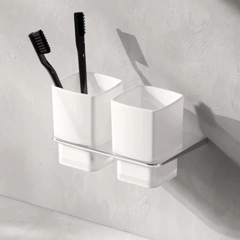 Стакан для зубных щеток настенный двойной AM.PM Inspire 2.0 A50A343400 стеклянный, хром