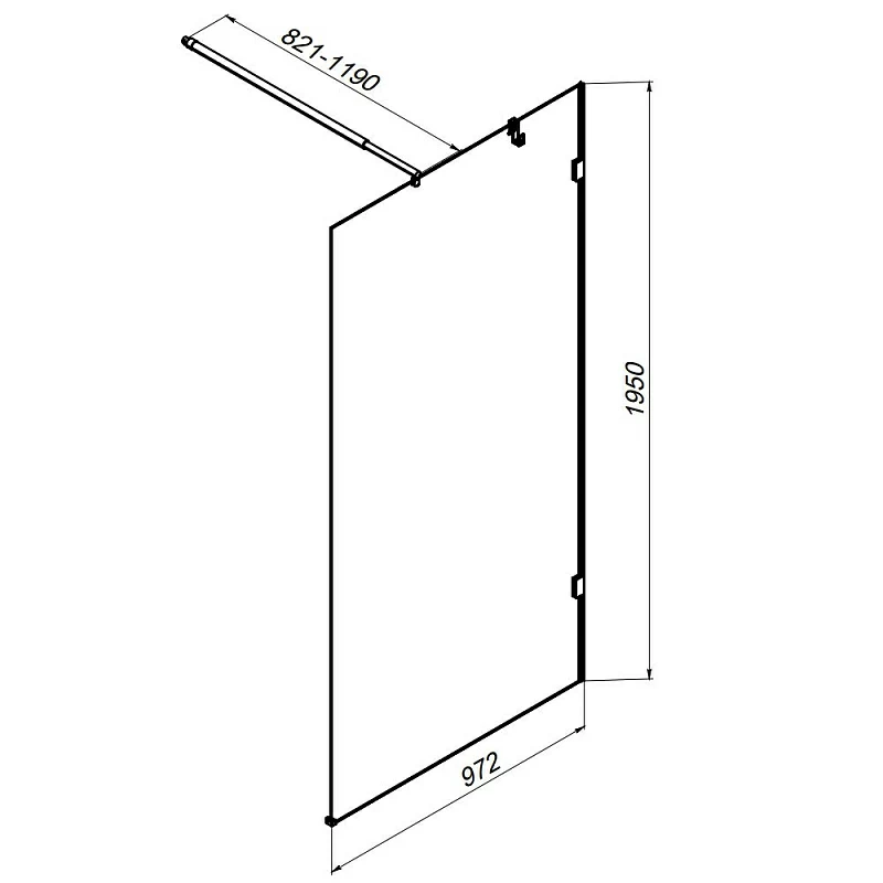Душевая перегородка 100x195 AM.PM X-Joy W94WI-100-F1-BTE прозрачное стекло, профиль черный матовый