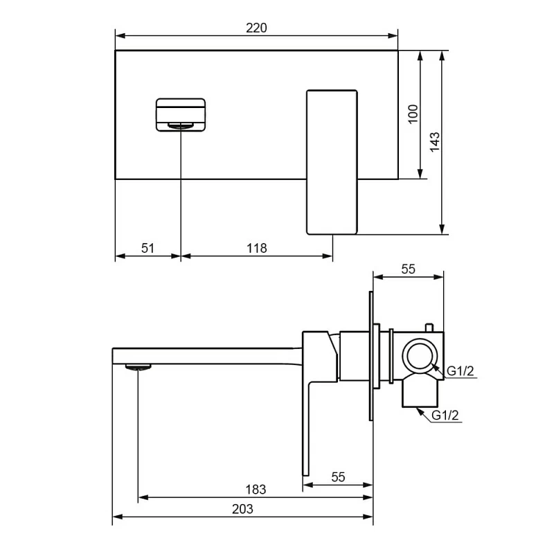 Смеситель для раковины Damixa Gala 530260300 черный встраиваемый