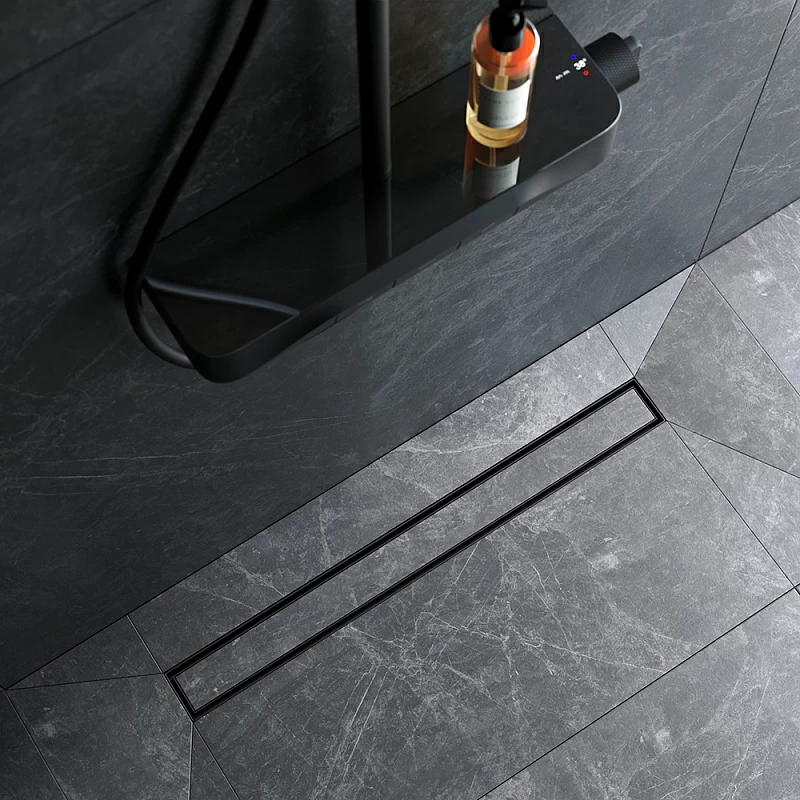 Душевой трап (лоток) 70 AM.PM MasterFlow W01SC-U11-070-04BM комбинированный затвор с черной матовой решеткой под плитку