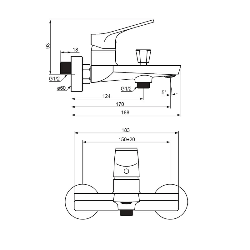 Смеситель для ванны и душа Damixa Merkur 401000300