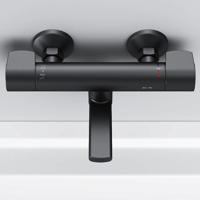 Смеситель для ванны и душа AM.PM X-Joy F85A50022 терсмостат, поворотный излив, черный