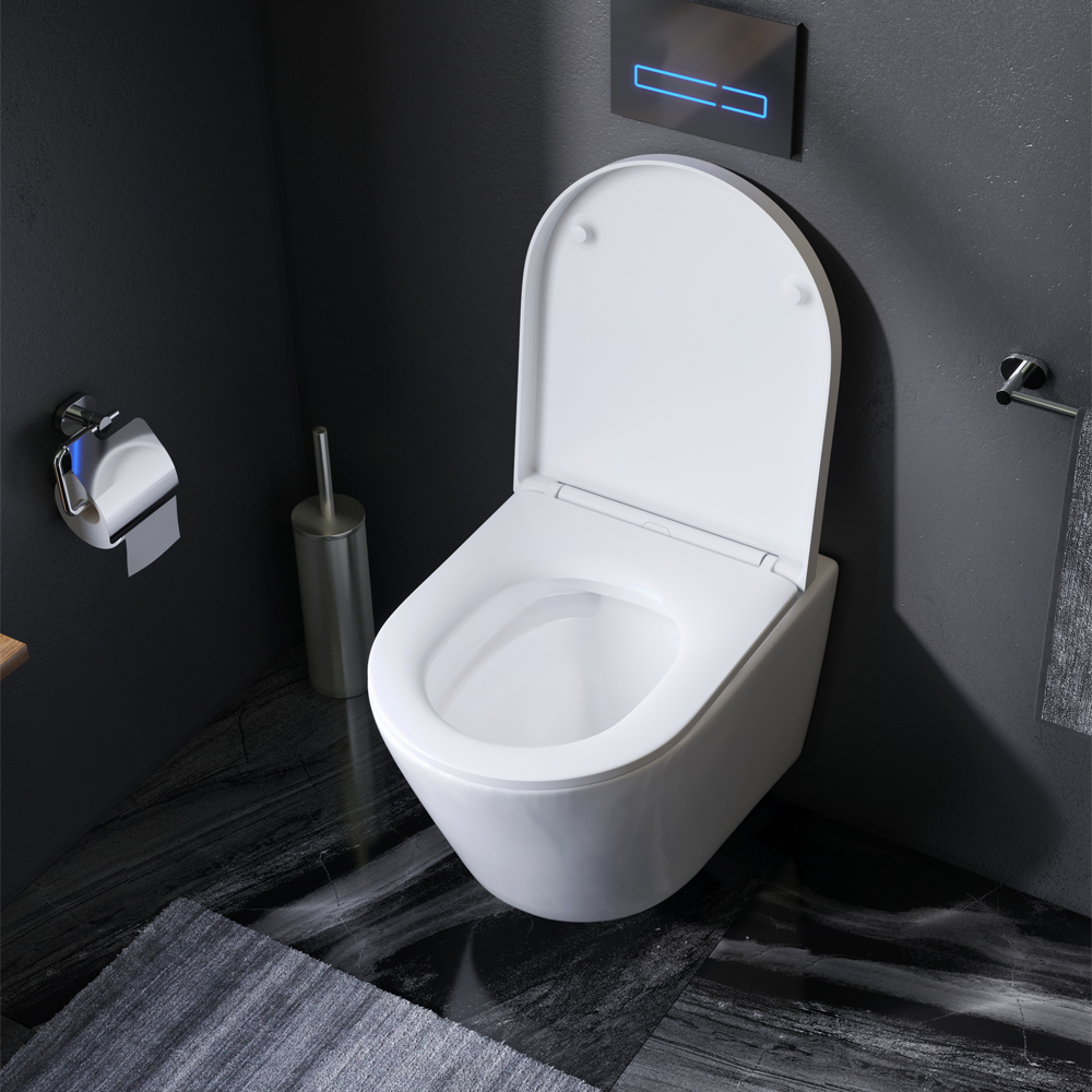 Унитаз подвесной FlashClean с сиденьем микролифт Sense C741701SC, Белый