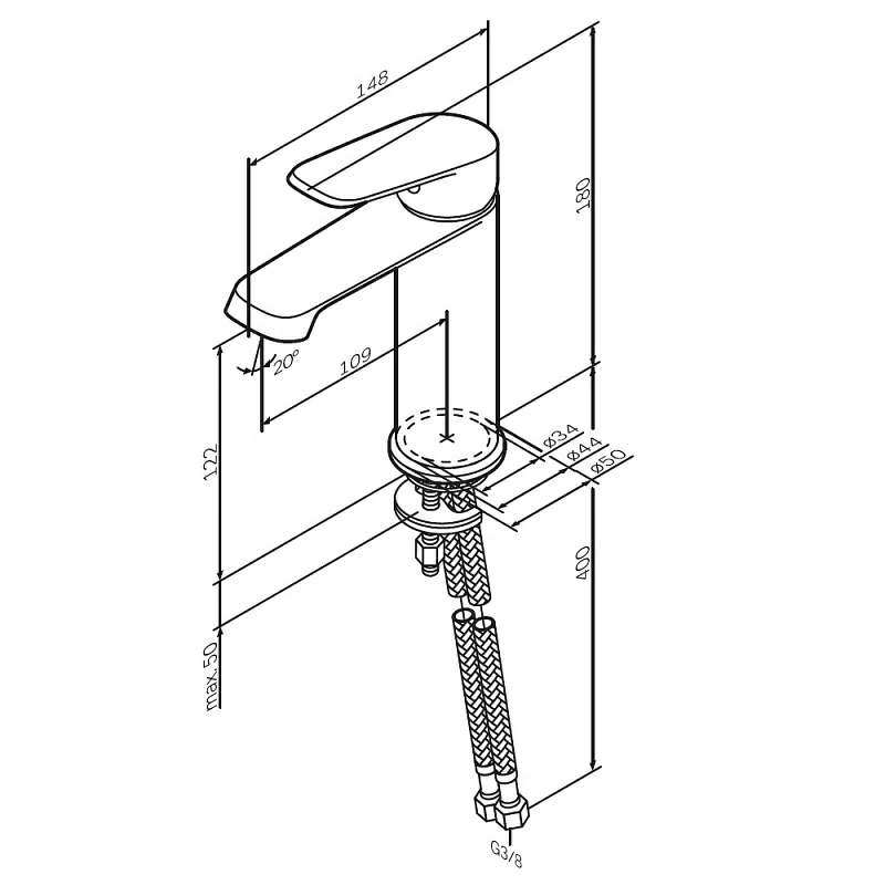 Смеситель для раковины (умывальника) AM.PM Func F8F02122 черный