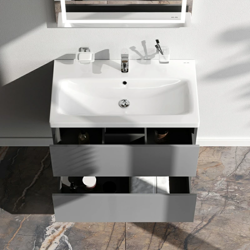 Тумба под раковину 75 AM.PM Gem M90FHX07522GM подвесная графит матовый