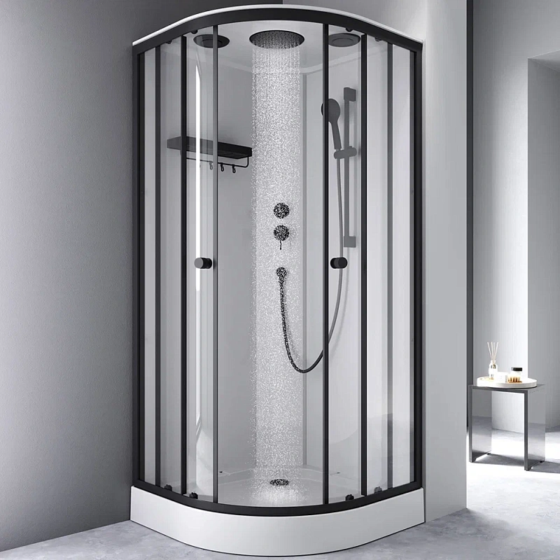 Душевая кабина 90x90 AM.PM X-Joy W94C-401-090BT профиль черный матовый, низкий поддон