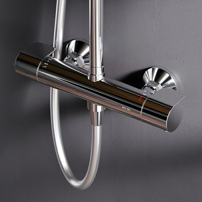 Душевая система AM.PM X-Joy F0785A400 стойка с тропическим душем, термостатом, смесителем, хром