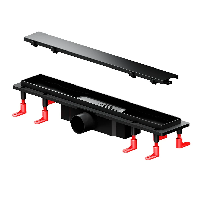 Душевой трап (лоток) 50 AM.PM PrimeFlow W02SC-U11-050-04BM комбинированный затвор с черной матовой решеткой под плитку