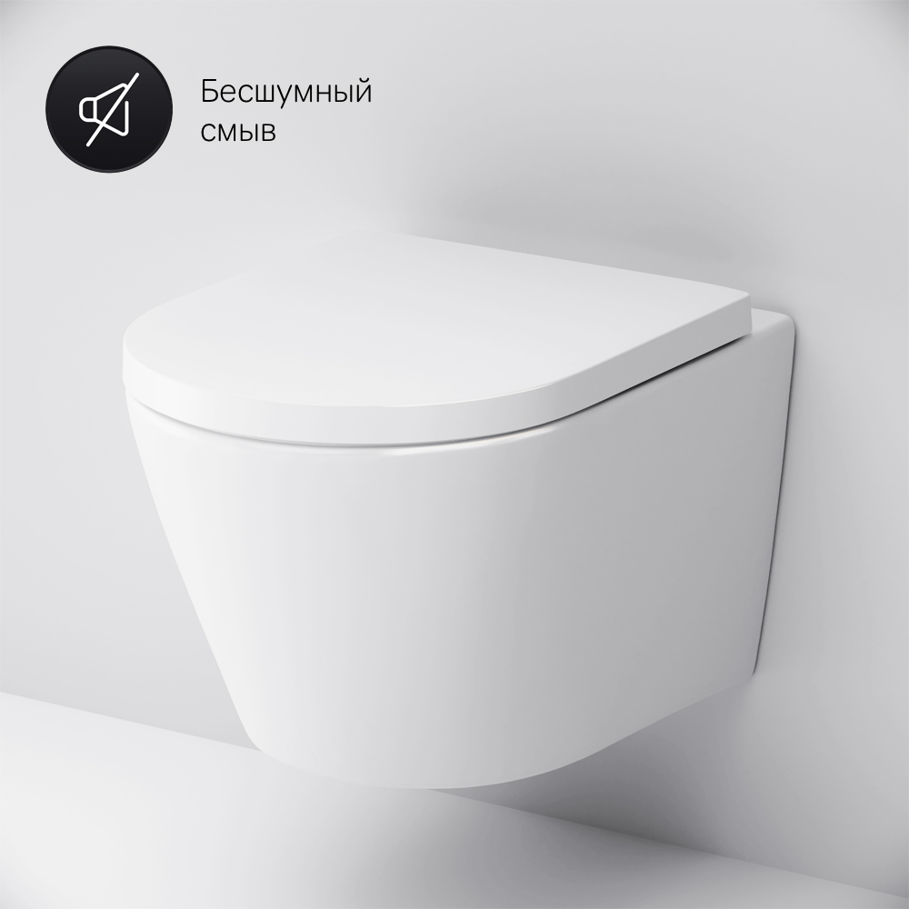 Унитаз подвесной FlashClean с сиденьем микролифт Sense C741701SC, Белый