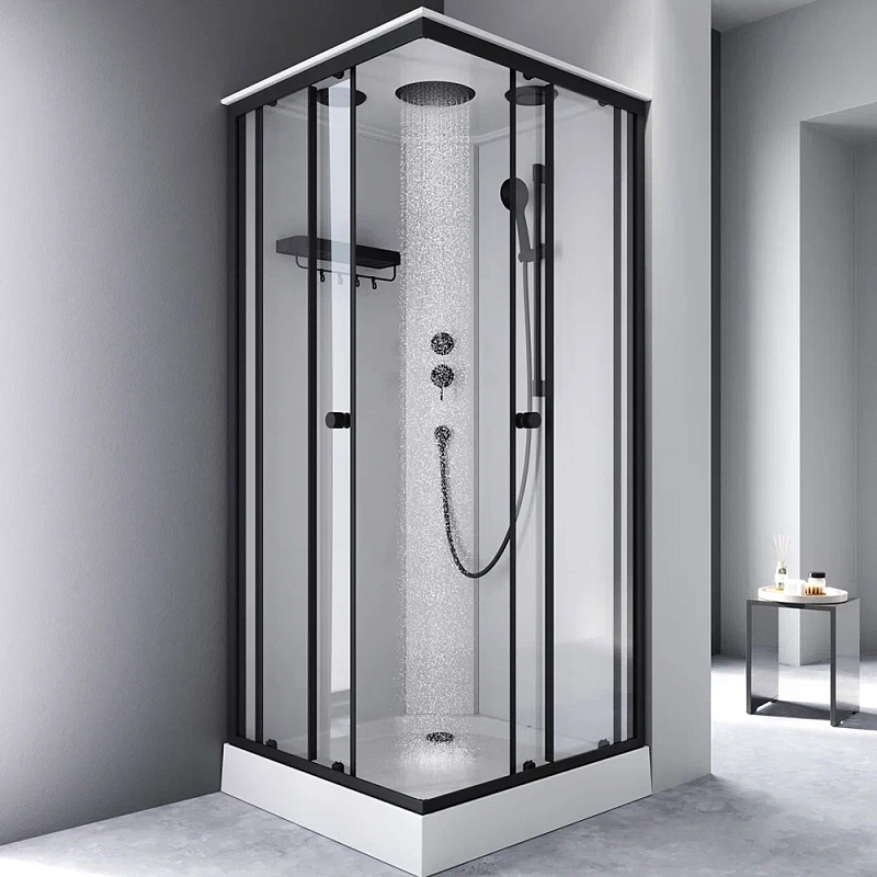 Душевая кабина 90x90 AM.PM X-Joy W94C-403-090BT профиль черный матовый, низкий поддон