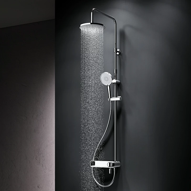 Душевая система AM.PM X-Joy F0785A700 стойка с тропическим душем, смесителем, изливом, хром