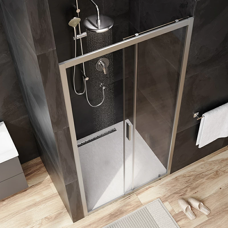 Душевая перегородка с дверью 100x195 AM.PM Gem W90G-100-1-195MT прозрачное стекло, профиль серебристый