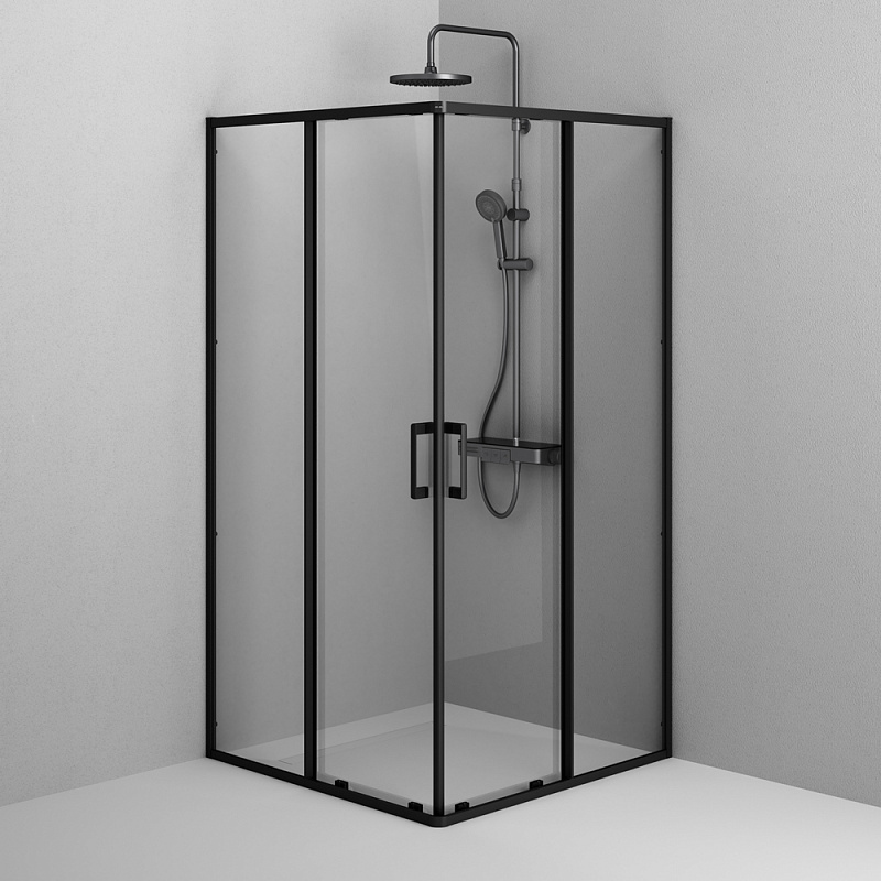 Душевое ограждение без поддона 100x100 AM.PM Above W9XG-403-100100-BT профиль черный