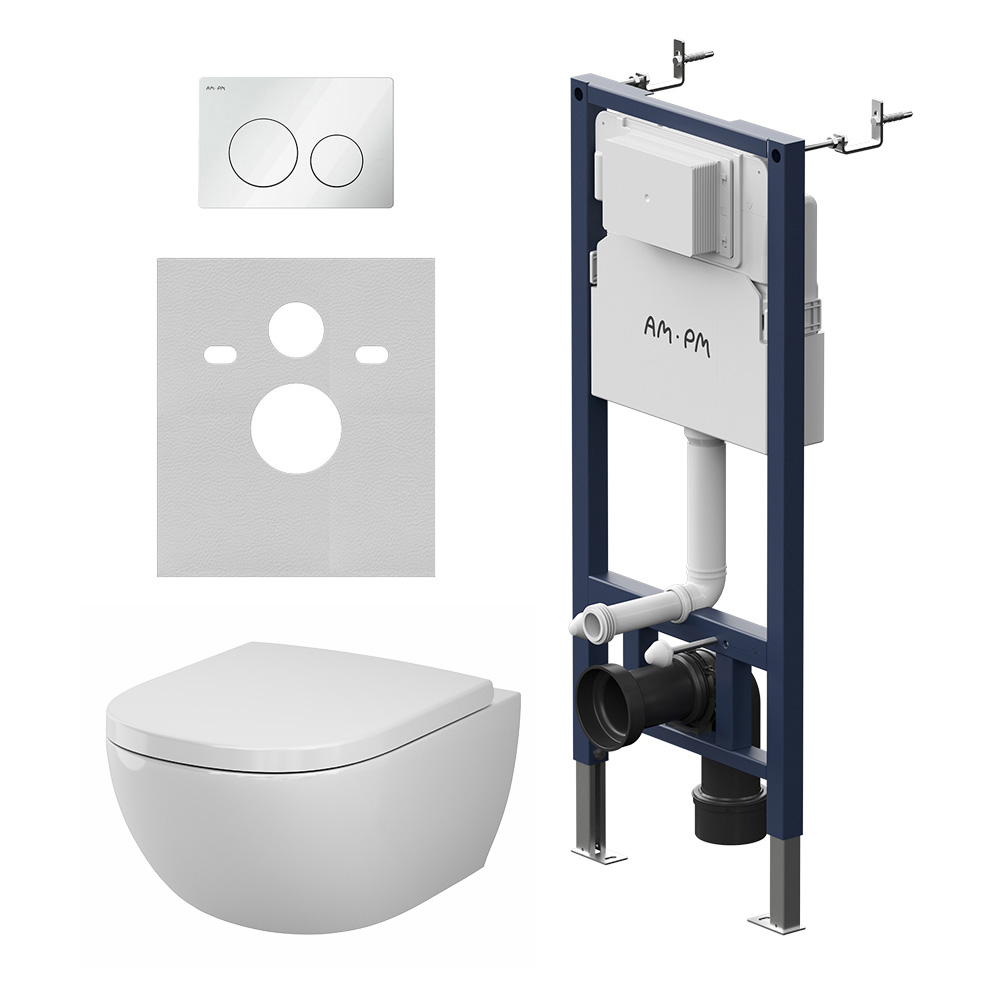 Инсталляция PrimeFit с подвесным унитазом Aquaspin и клавишей Above IS90101.9X1900, Синий, белый
