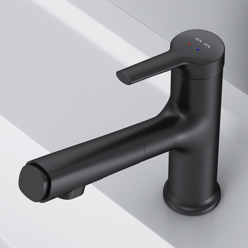Смеситель для раковины (умывальника) AM.PM X-Joy S F85B02922 с выдвижным изливом, черный