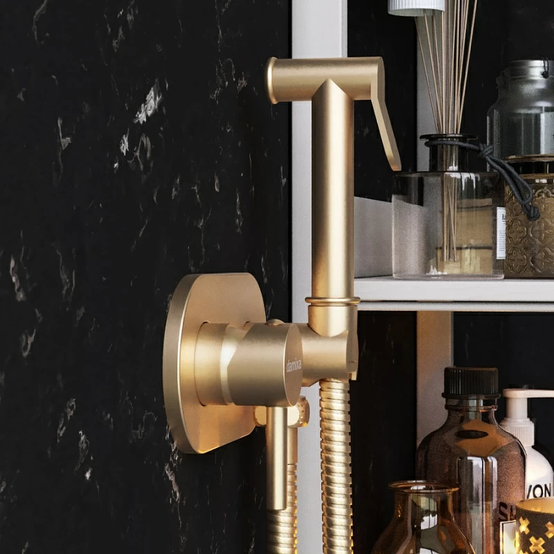 Гигиенический душ со смесителем Damixa Option 214000000 бронзовый встраиваемый, шланг 1500, держатель