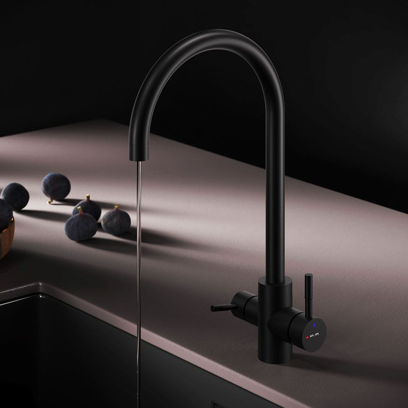 Смеситель для кухни AM.PM X-Joy S F85B07722 высокий, с каналом питьевой воды, черный